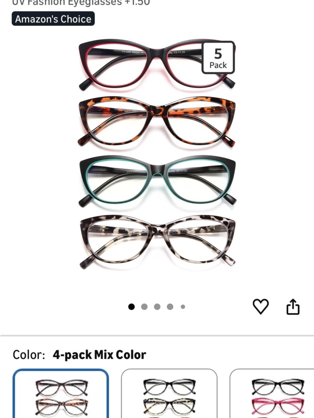 4-Pack Women's blue light blocking readers- Mixed Colors